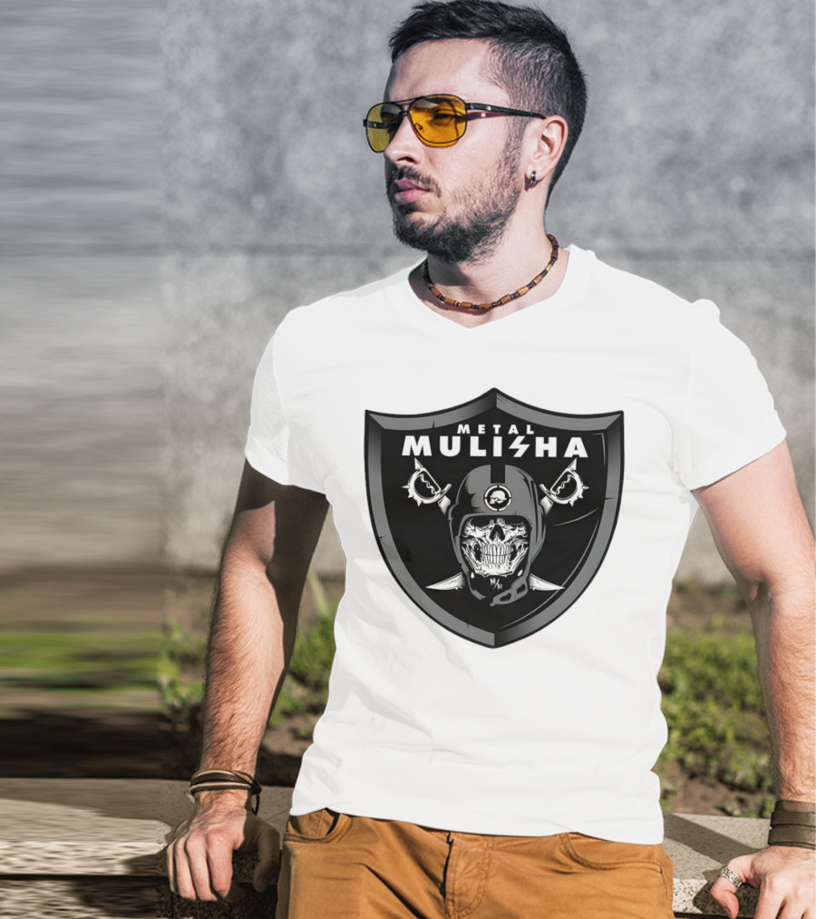 Las Vegas Raiders Skull Metal Mulisha Shield Halloween Helmets Swords T-Shirt