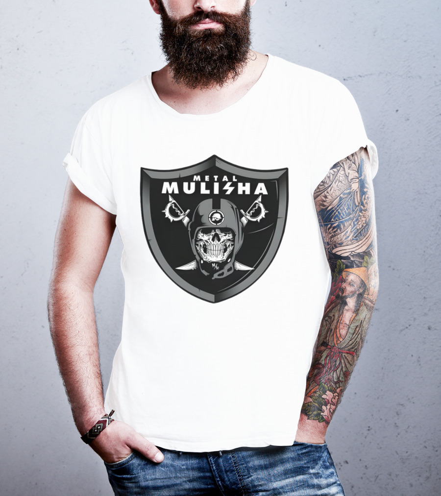 Las Vegas Raiders Skull Metal Mulisha Shield Halloween Helmets Swords T-Shirt