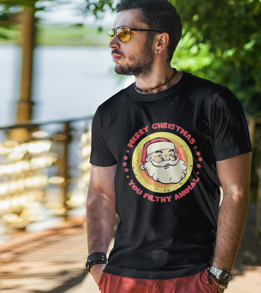 Merry Christmas You Filthy Animal Santa T-Shirt