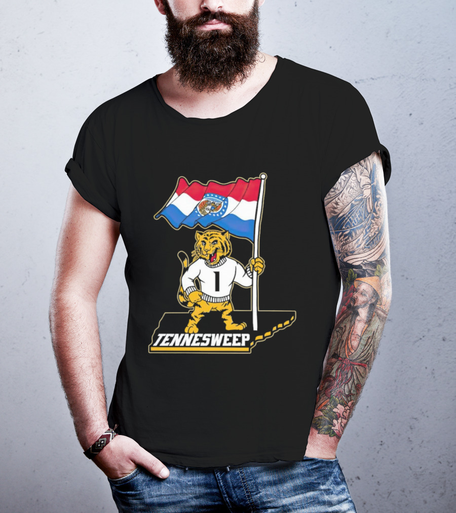 Missouri Tigers Mascot Holding Flag Tennesweep T-Shirt