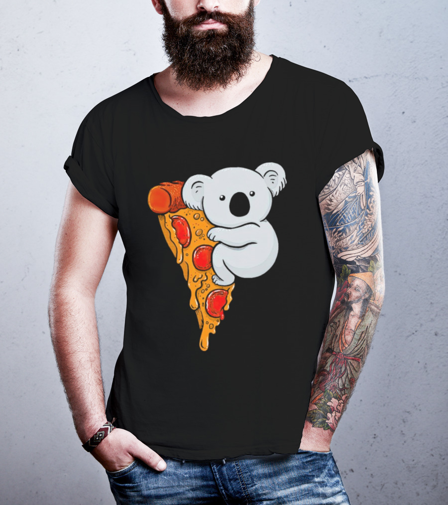 Koala Hugging Pizza Slice Cartoon T-Shirt