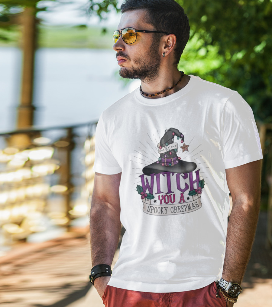 We Witch You A Spooky Creepmas Christmas Magic Hat Holiday T-Shirt