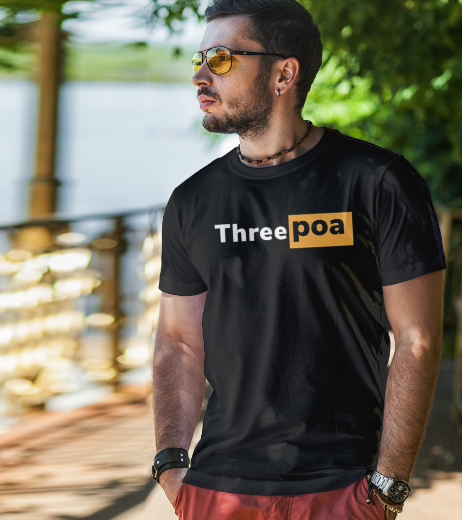 Threepoa Hub Classic Style Text Bold Minimalist Contrast T-Shirt