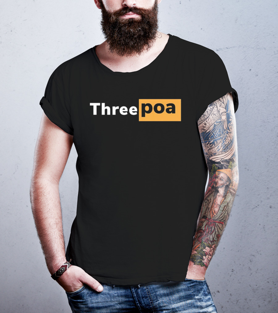 Threepoa Hub Classic Style Text Bold Minimalist Contrast T-Shirt