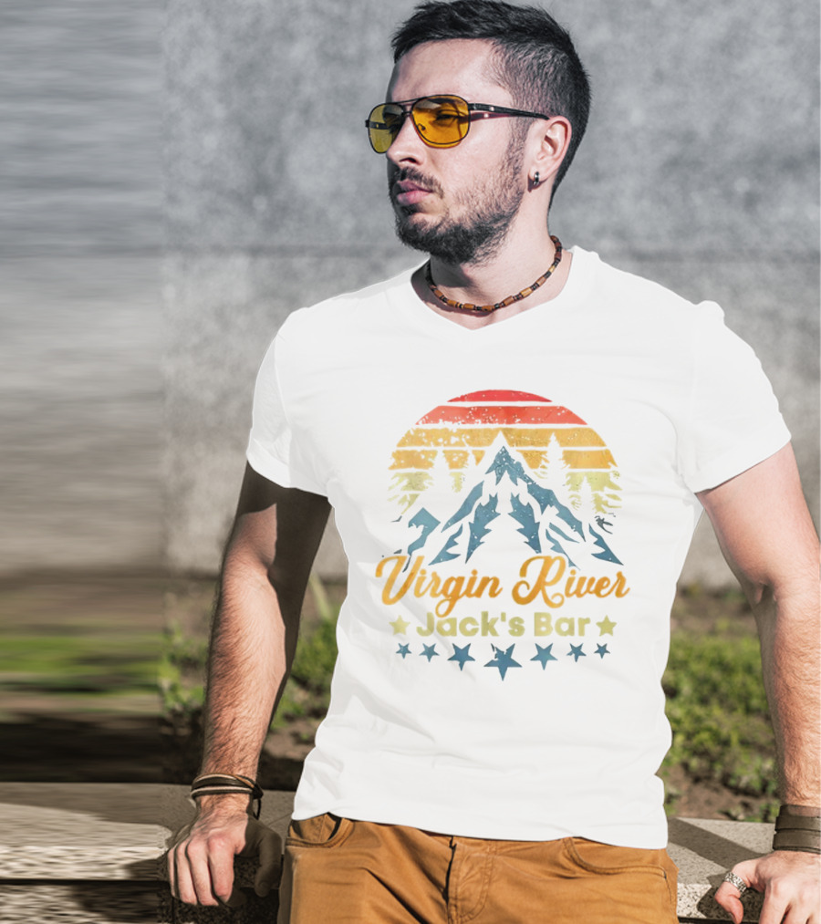 Virgin River Jack's Bar Retro Mountain Sunset Stars T-Shirt