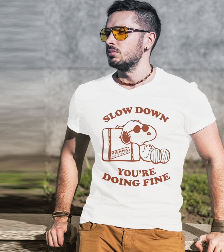 Snoopy Slow Down You’re Doing Fine Vienna Waffle Box T-Shirt