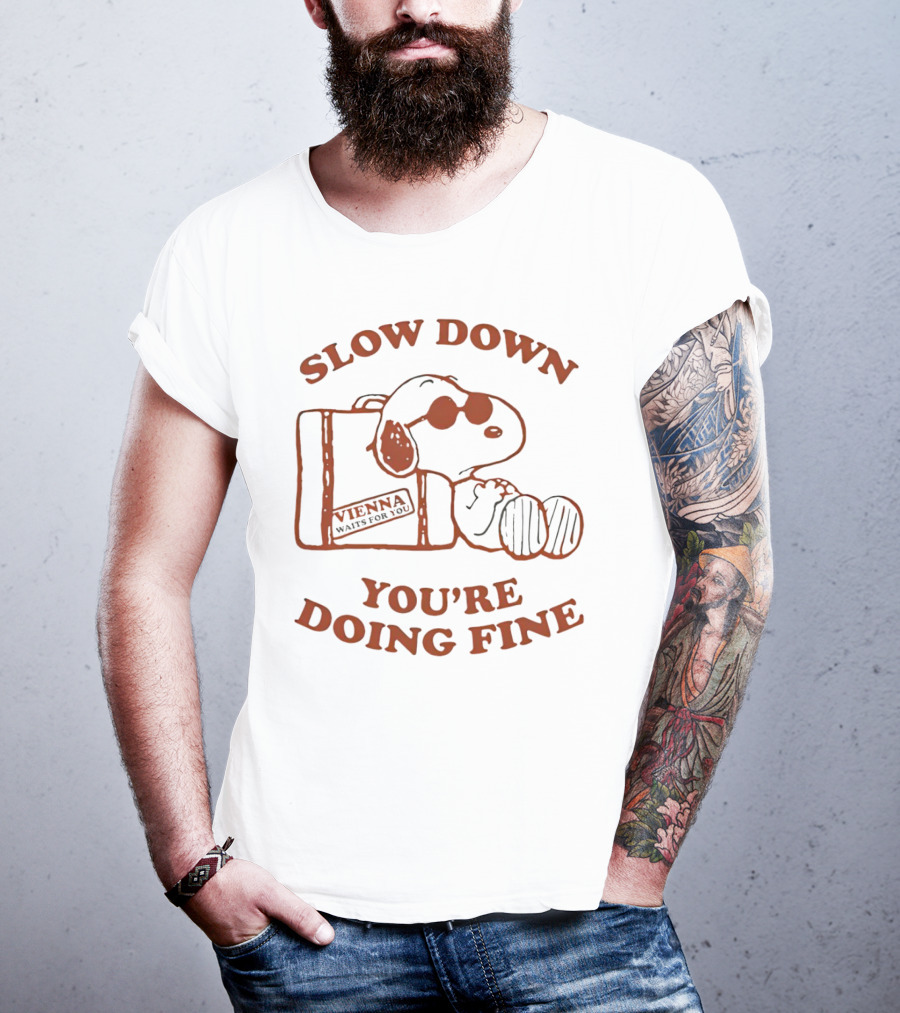 Snoopy Slow Down You’re Doing Fine Vienna Waffle Box T-Shirt