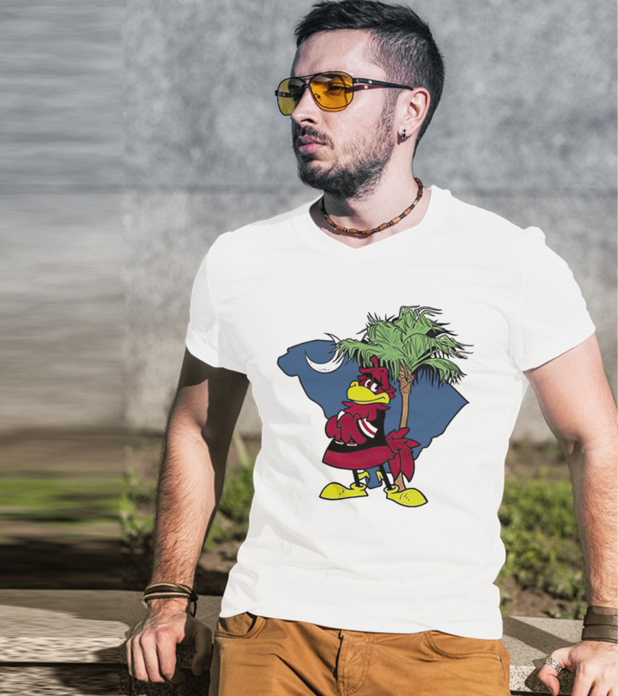 South Carolina Gamecocks Mascot State Emblem Palmetto Tree And Crescent Moon T-Shirt
