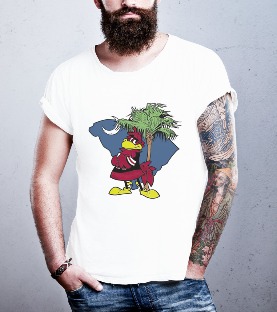 South Carolina Gamecocks Mascot State Emblem Palmetto Tree And Crescent Moon T-Shirt