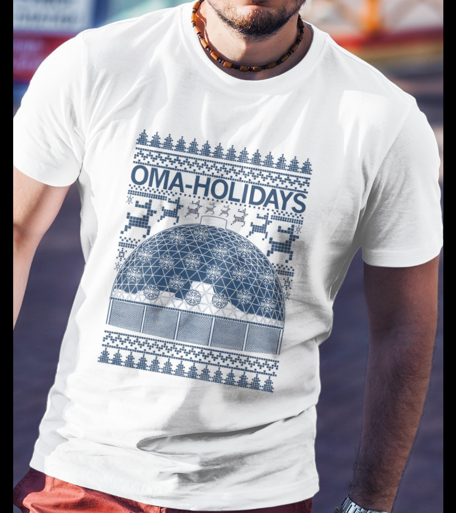 Oma Holidays Christmas Dome Pattern With Reindeer And Trees T-Shirt
