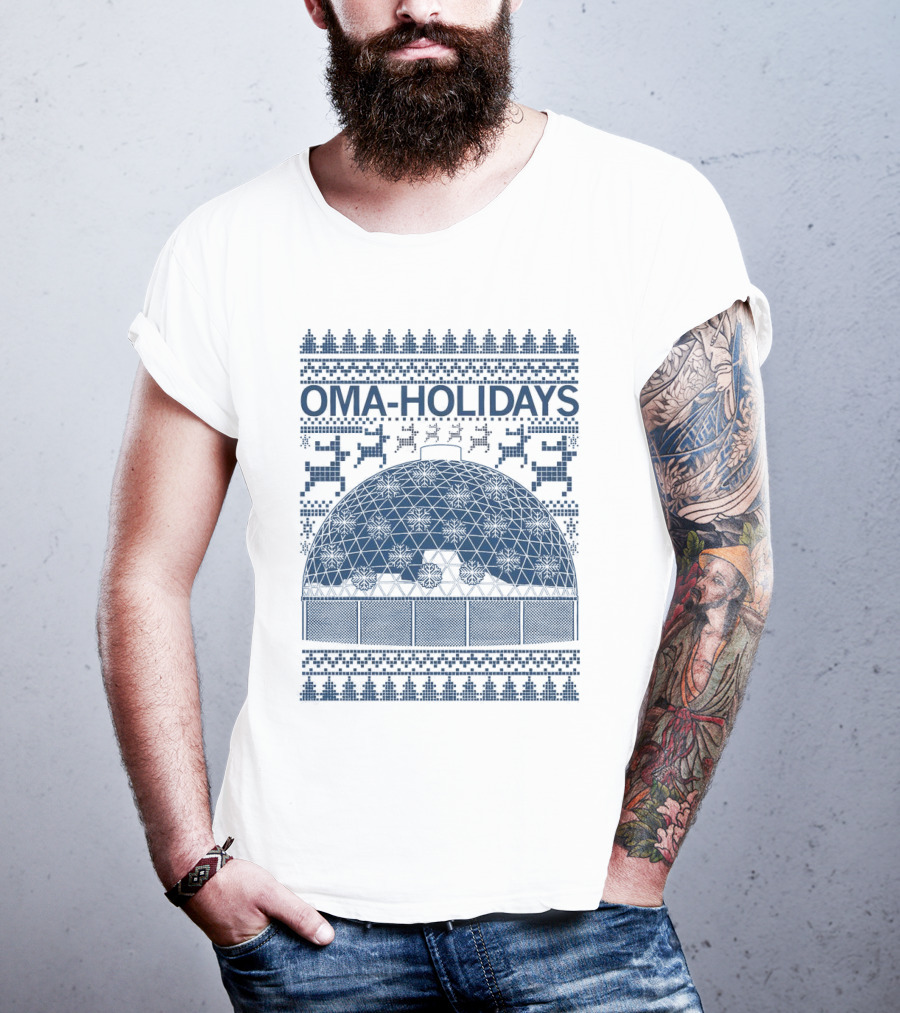 Oma Holidays Christmas Dome Pattern With Reindeer And Trees T-Shirt