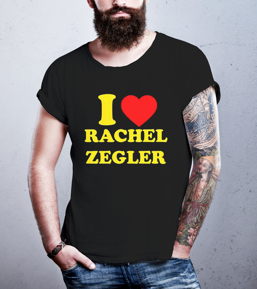 I Love Rachel Zegler Bold Yellow Letters With Red Heart T-Shirt