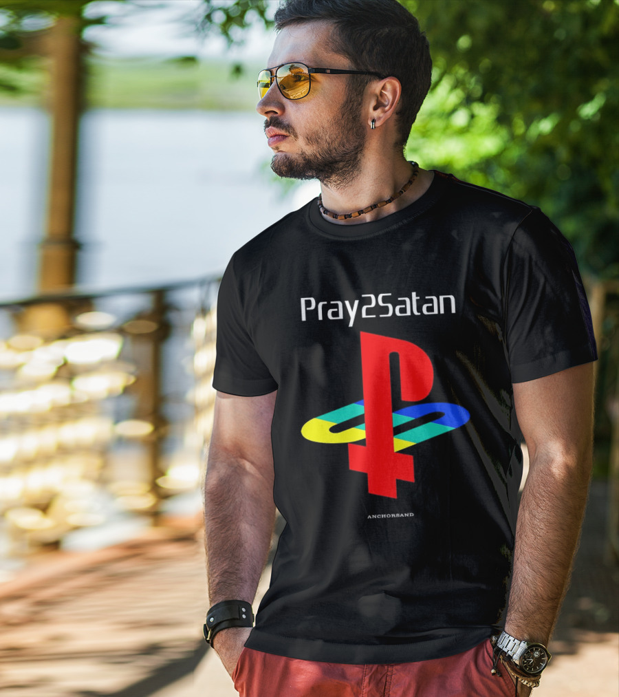 Pray2Satan Anchorsand Playstation T-Shirt