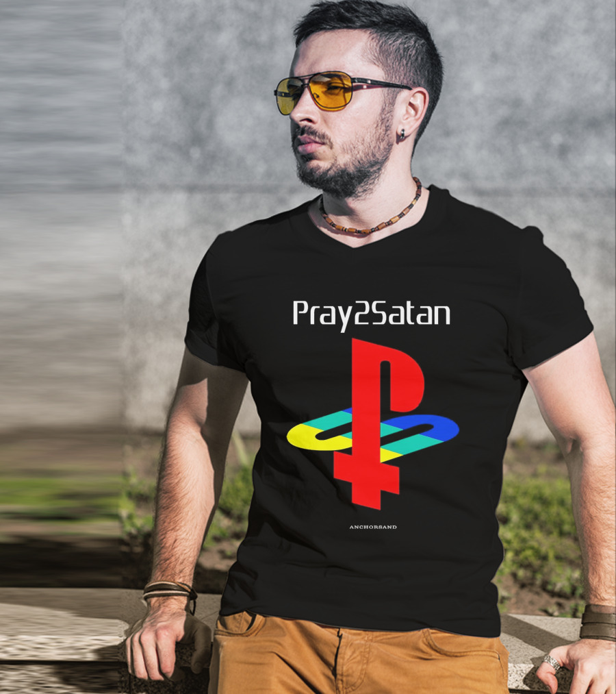 Pray2Satan Anchorsand Playstation T-Shirt