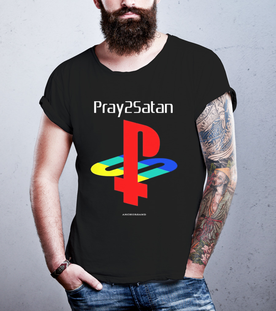 Pray2Satan Anchorsand Playstation T-Shirt