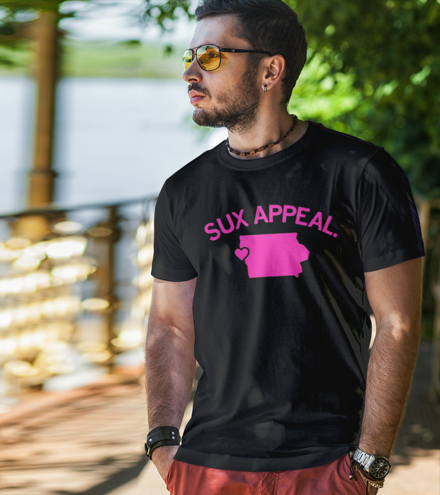 Sux Appeal Pink Iowa Heart Map T-Shirt