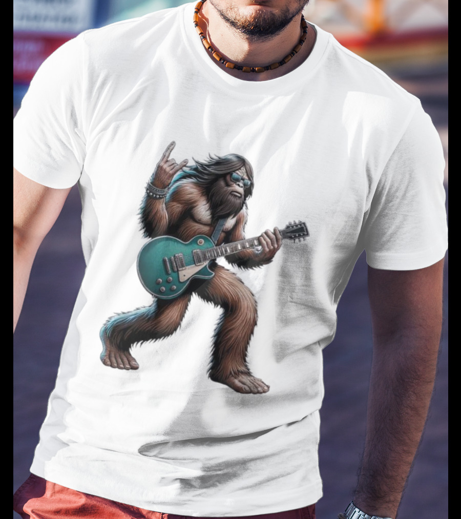 Bigfoot Rocking Out With Electric Guitar T-Shirt