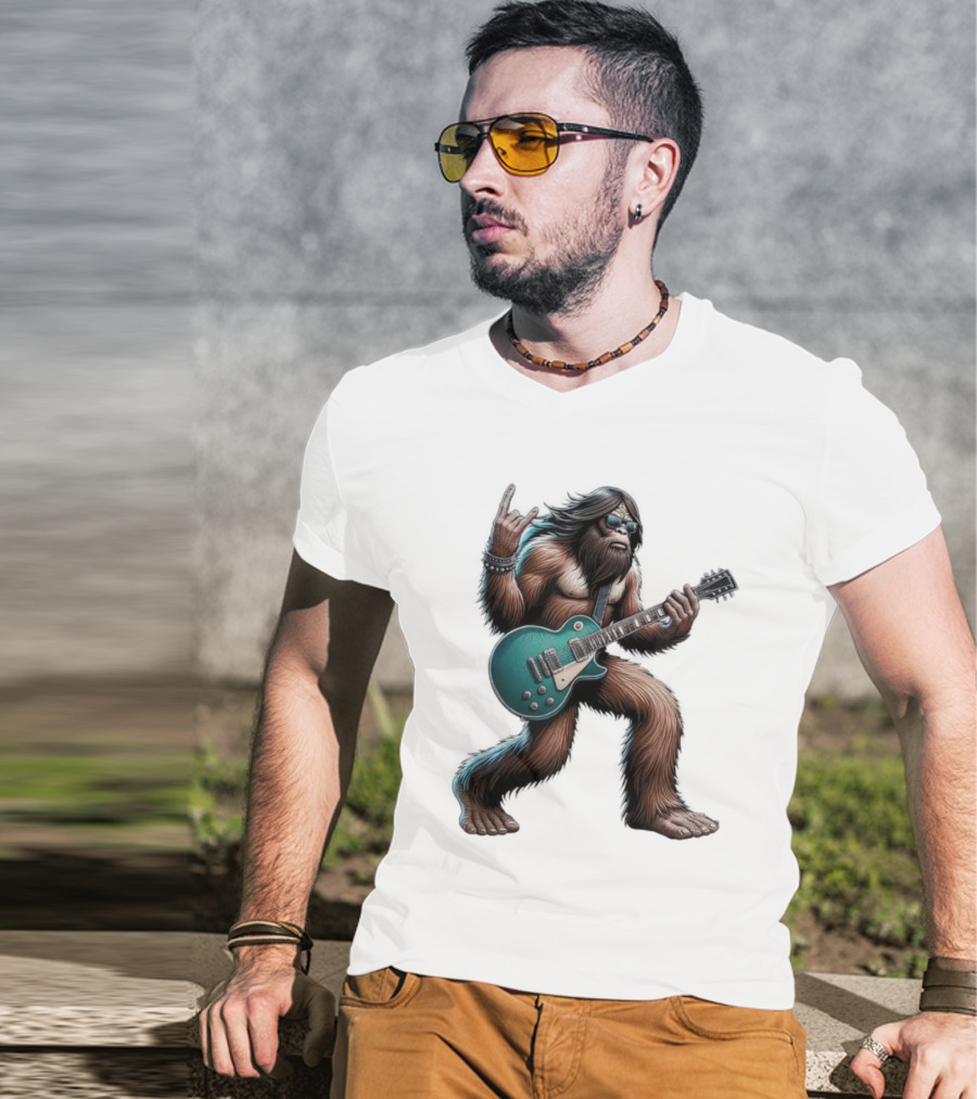 Bigfoot Rocking Out With Electric Guitar T-Shirt