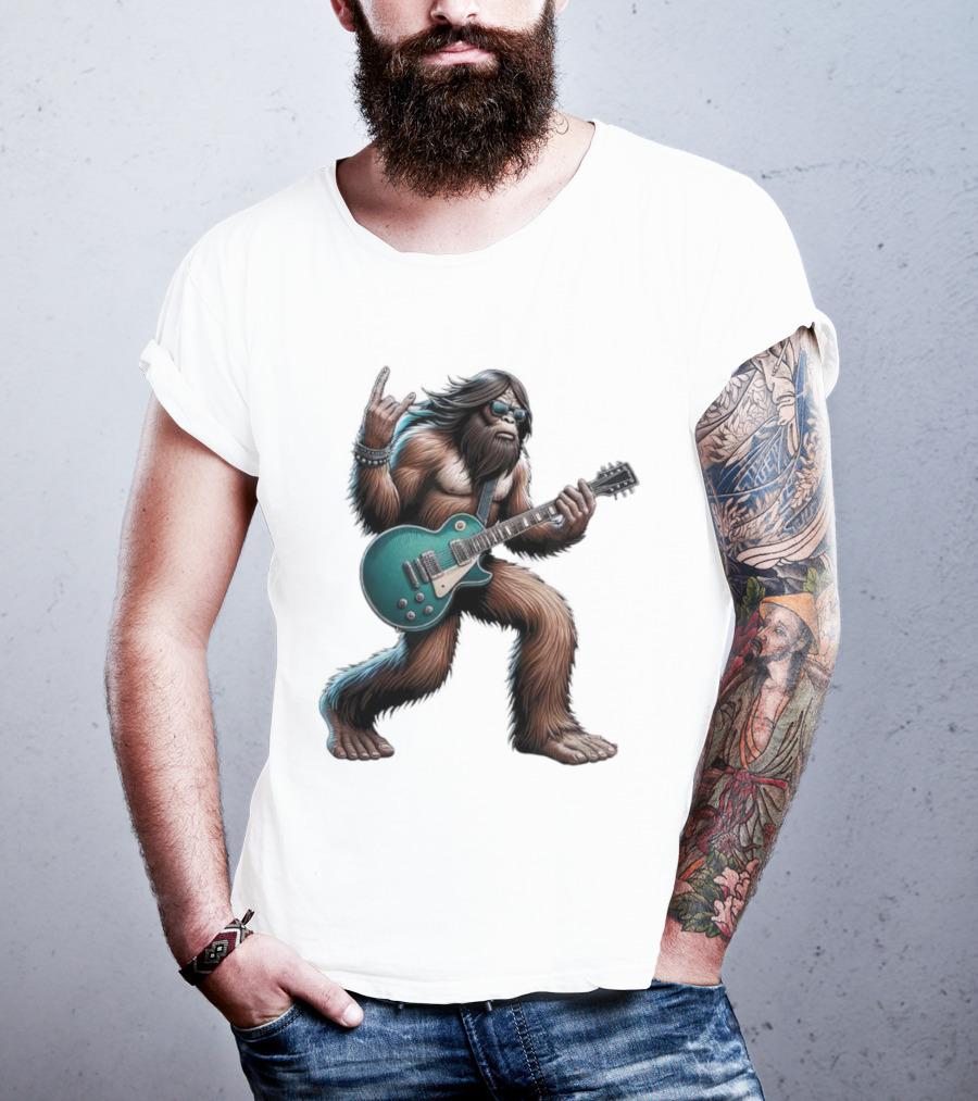 Bigfoot Rocking Out With Electric Guitar T-Shirt