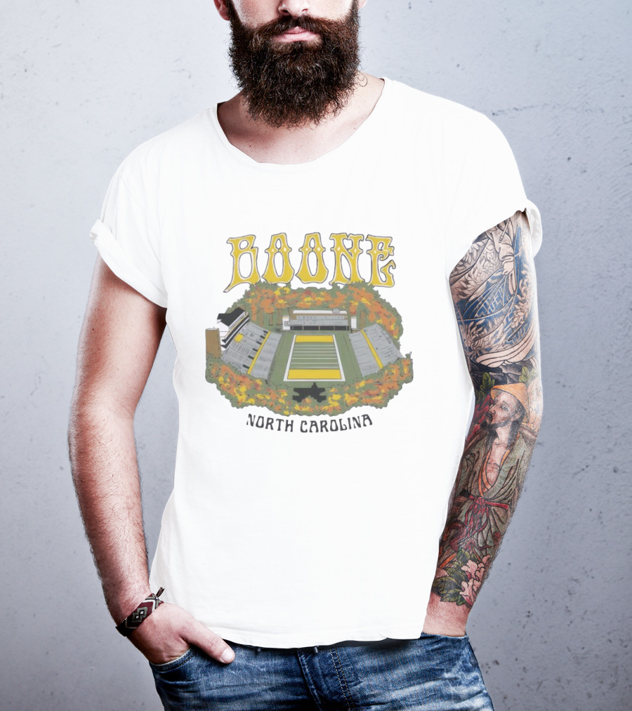 Boone Stadium North Carolina Football Field Surrounded By Autumn Foliage T-Shirt