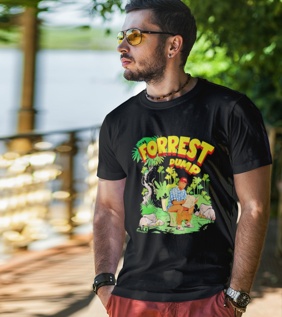FORREST DUMP CARTOON TOILET JUNGLE READING T-Shirt