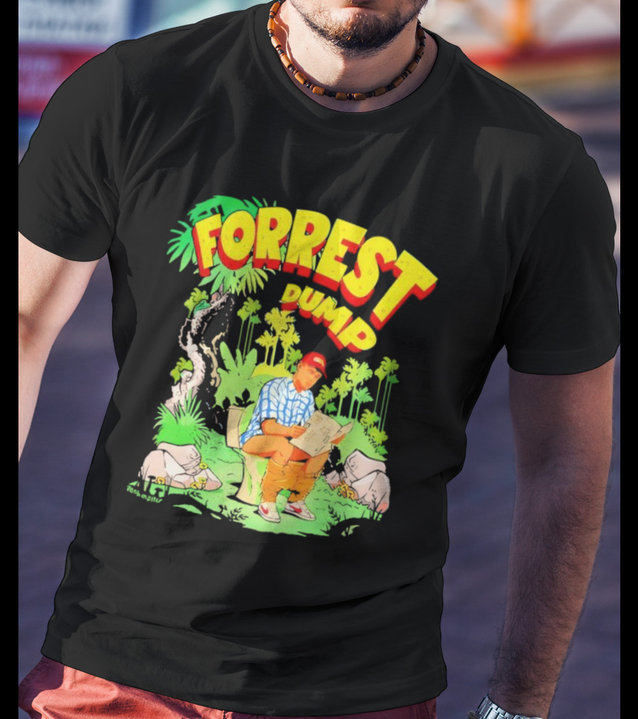 FORREST DUMP CARTOON TOILET JUNGLE READING T-Shirt
