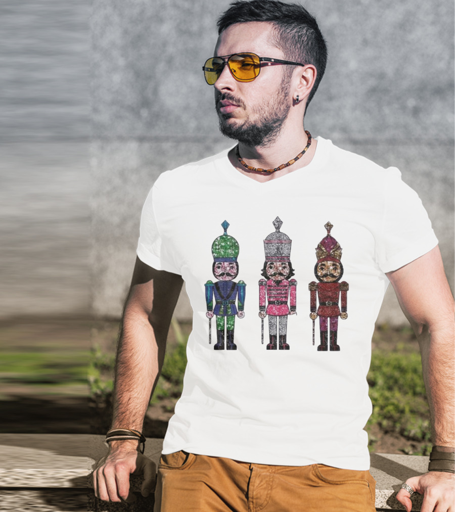 Nutcracker Christmas Glitter Soldiers Trio T-Shirt