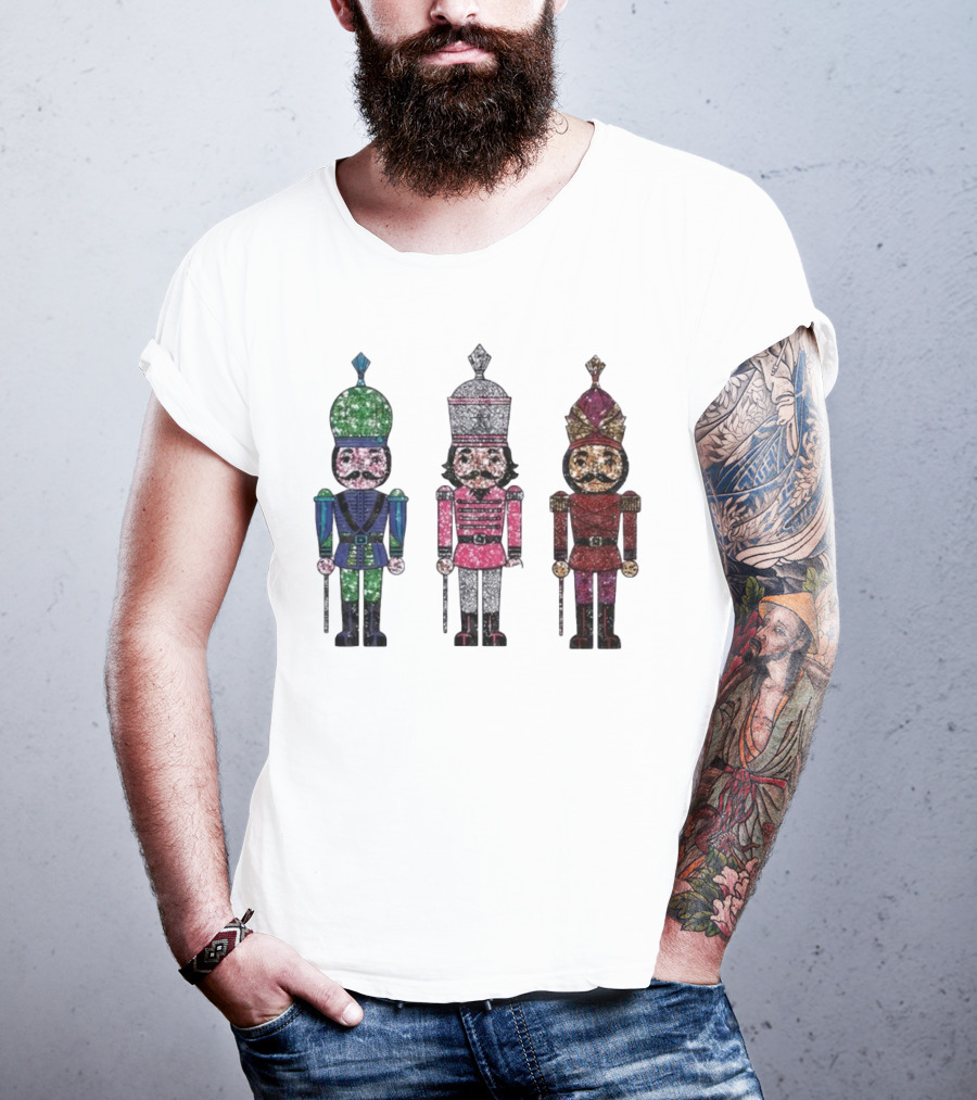 Nutcracker Christmas Glitter Soldiers Trio T-Shirt