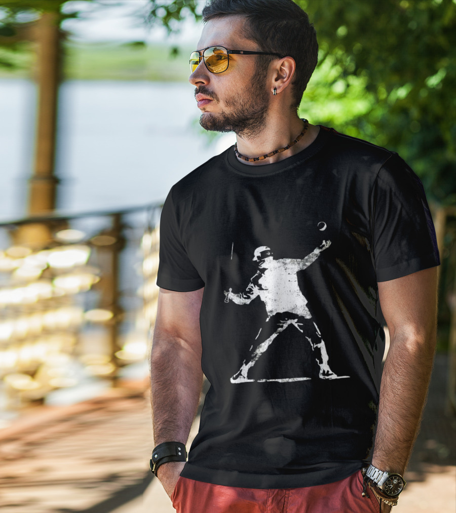 Banksy Flower Thrower Graffiti Street Art Baseball T-Shirt