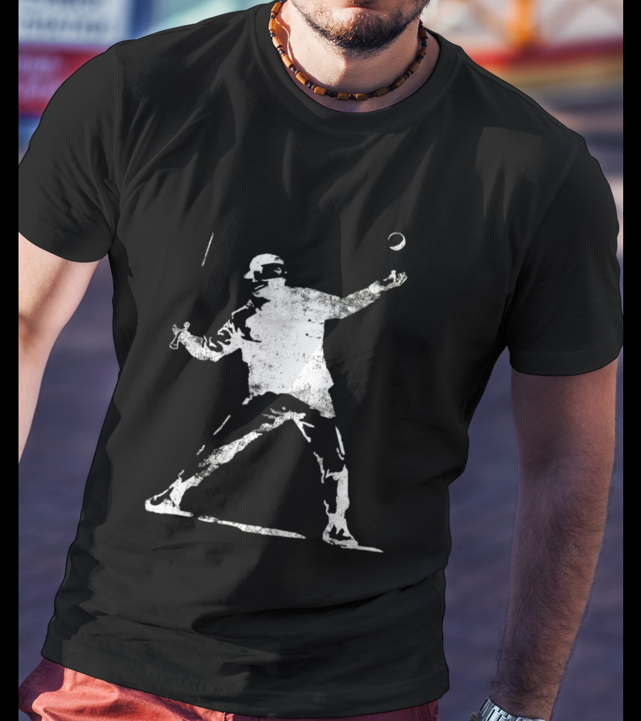 Banksy Flower Thrower Graffiti Street Art Baseball T-Shirt