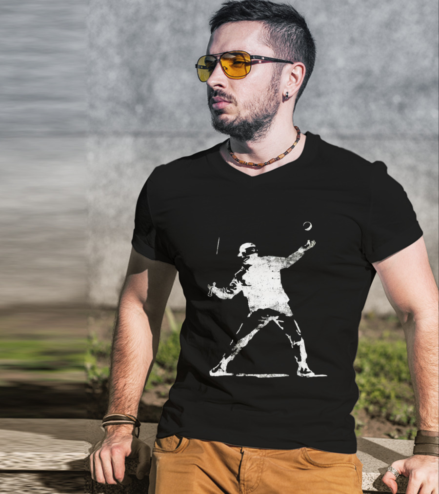 Banksy Flower Thrower Graffiti Street Art Baseball T-Shirt