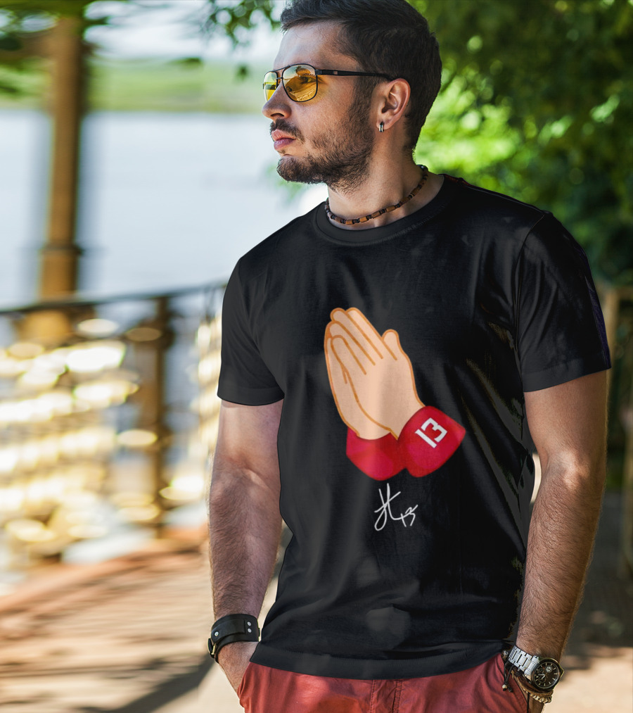 Jordan Travis Signature Praying Hands Number 13 Autograph T-Shirt