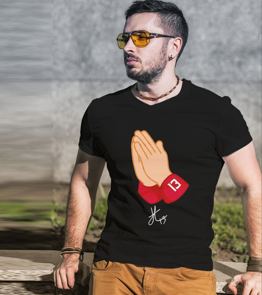 Jordan Travis Signature Praying Hands Number 13 Autograph T-Shirt