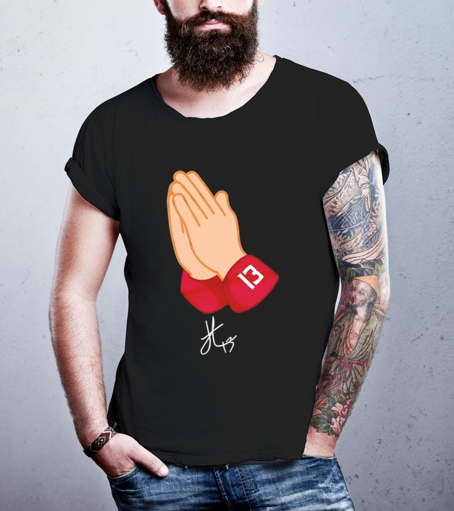 Jordan Travis Signature Praying Hands Number 13 Autograph T-Shirt