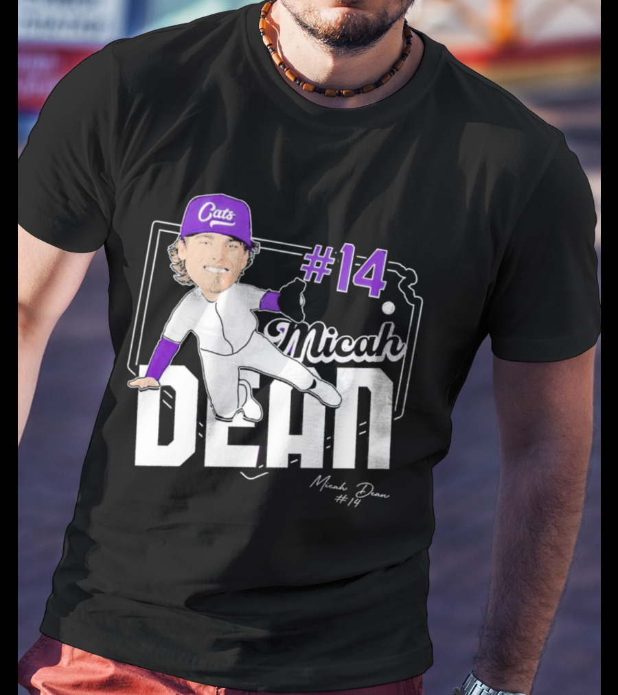 Micah Dean #14 Kansas State Wildcats Cats Infielder Signature T-Shirt