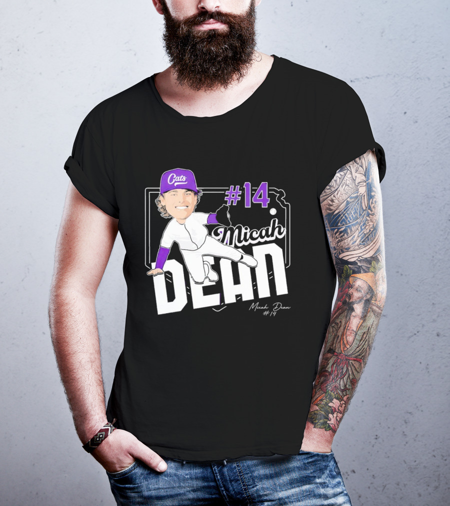 Micah Dean #14 Kansas State Wildcats Cats Infielder Signature T-Shirt