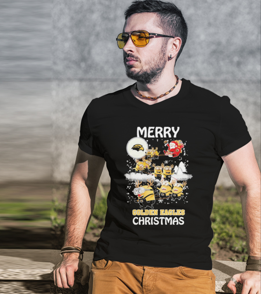 Merry Minions Southern Miss Golden Eagles Christmas T-Shirt