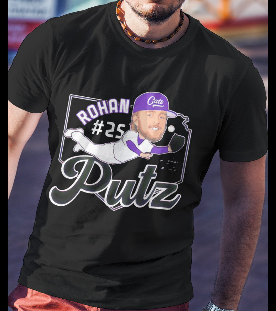 Rohan Putz #25 Kansas State Wildcats Cats Outfielder Signature T-Shirt