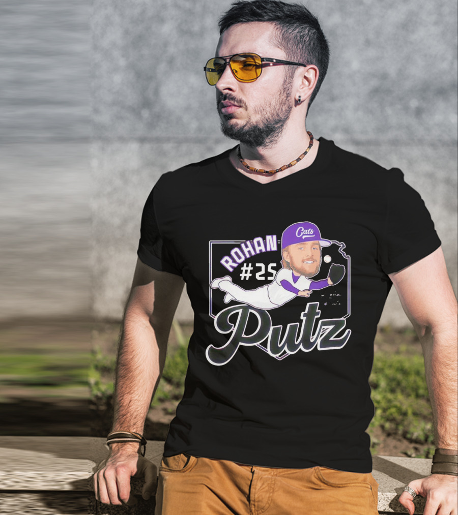 Rohan Putz #25 Kansas State Wildcats Cats Outfielder Signature T-Shirt