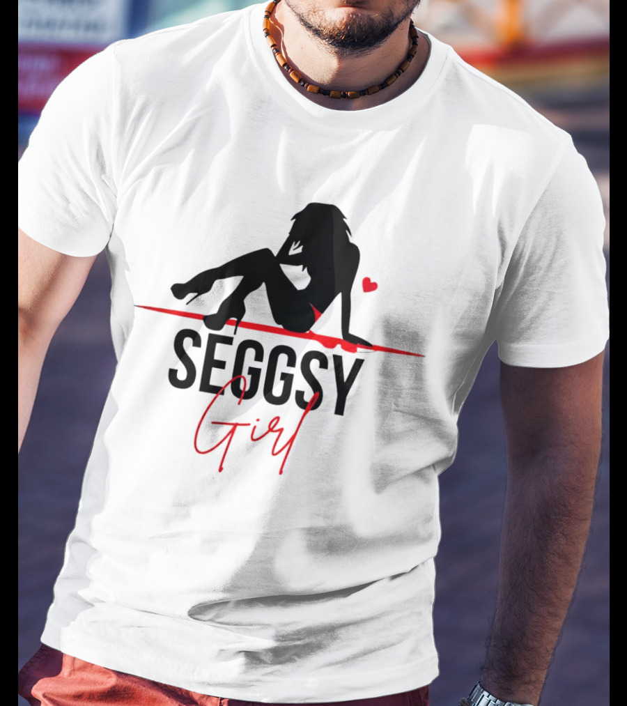 Seggsy Girl Silhouette With Heart And Red Accents T-Shirt