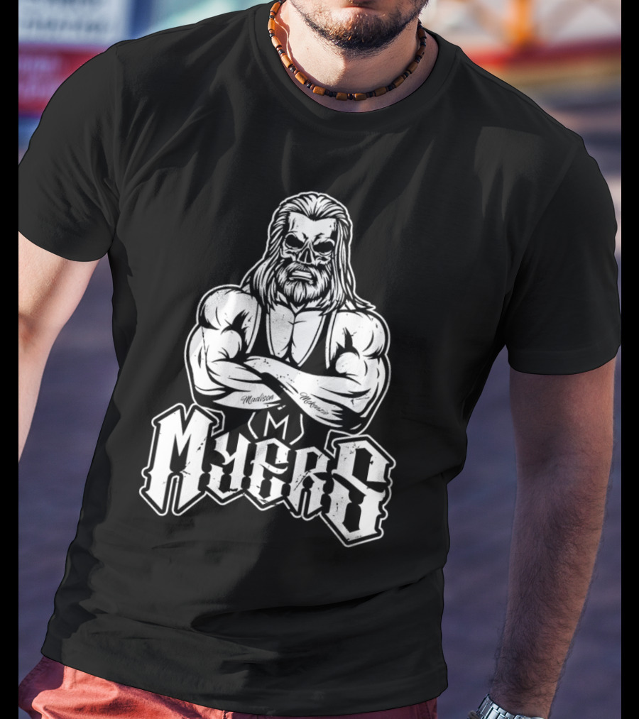 Brian Myers Fka Curt Hawkins Skull Crossed Arms Tattooed Madison Morgan T-Shirt