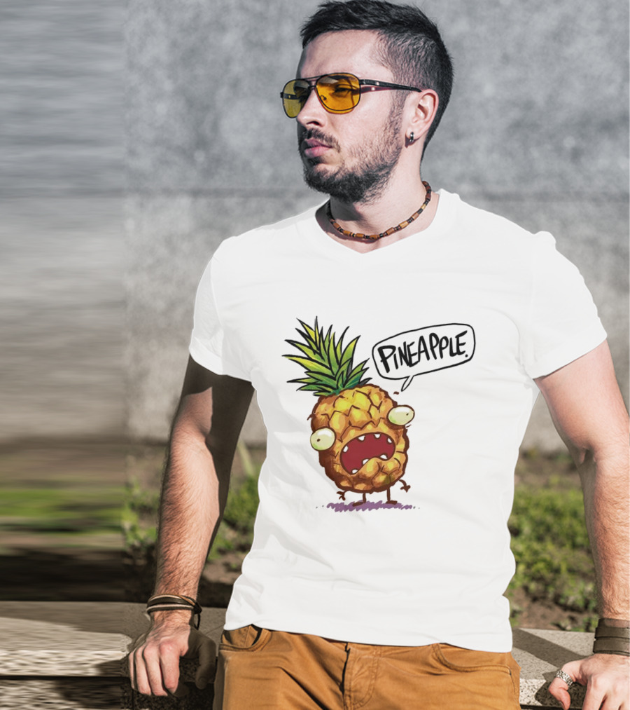 Pineapple Cute Pineapple With Cartoon Face And Funny Expression T-Shirt