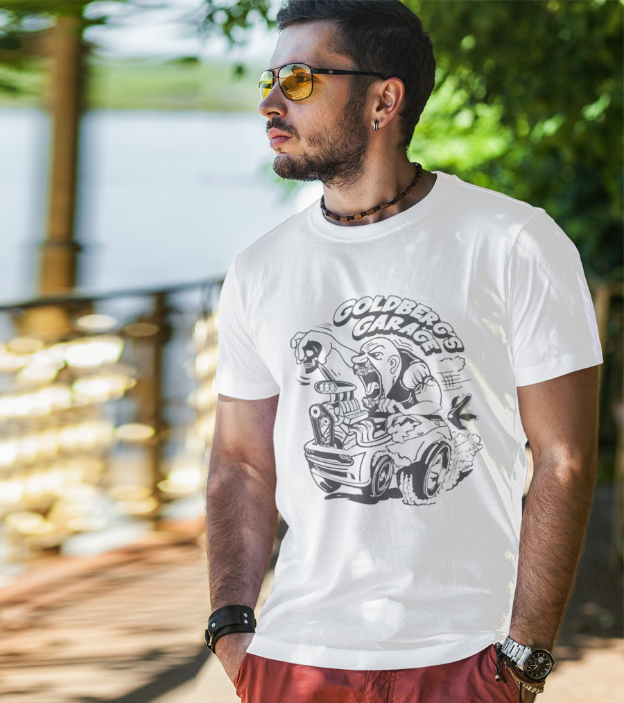 GOLDBERG'S GARAGE SPEED DEMON SKULL HOT ROD T-Shirt