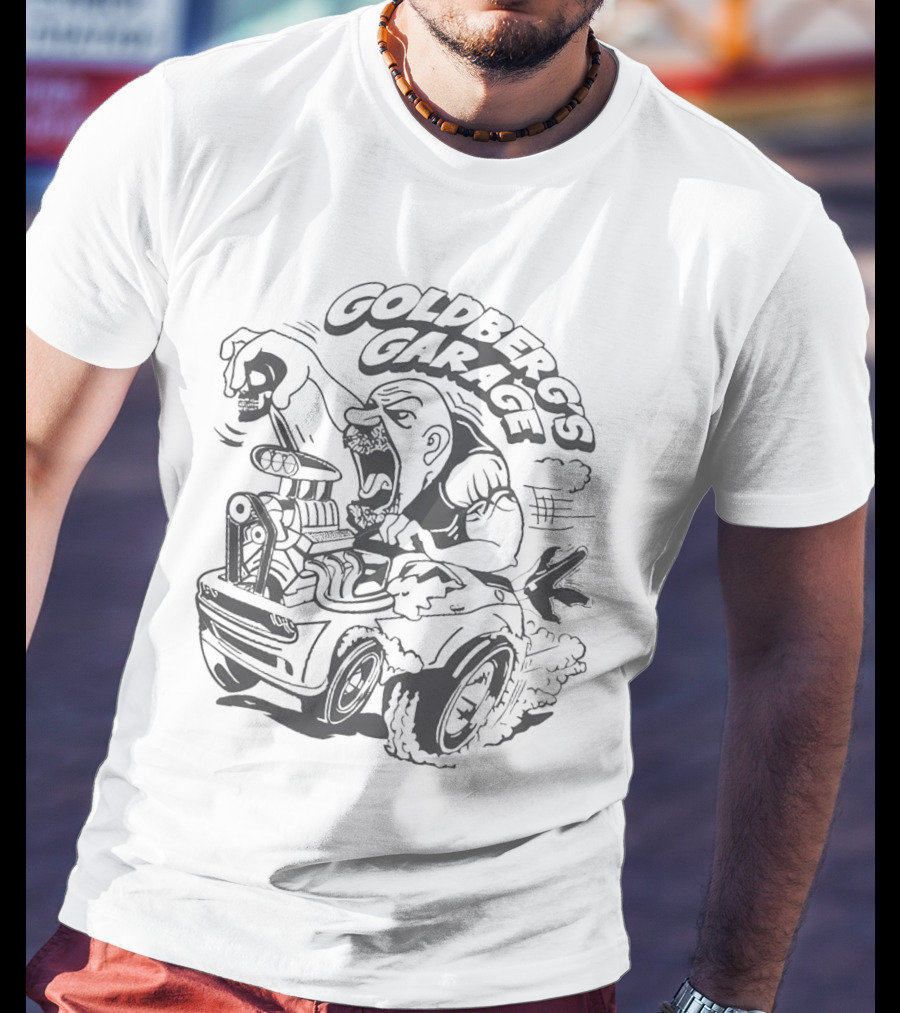 GOLDBERG'S GARAGE SPEED DEMON SKULL HOT ROD T-Shirt