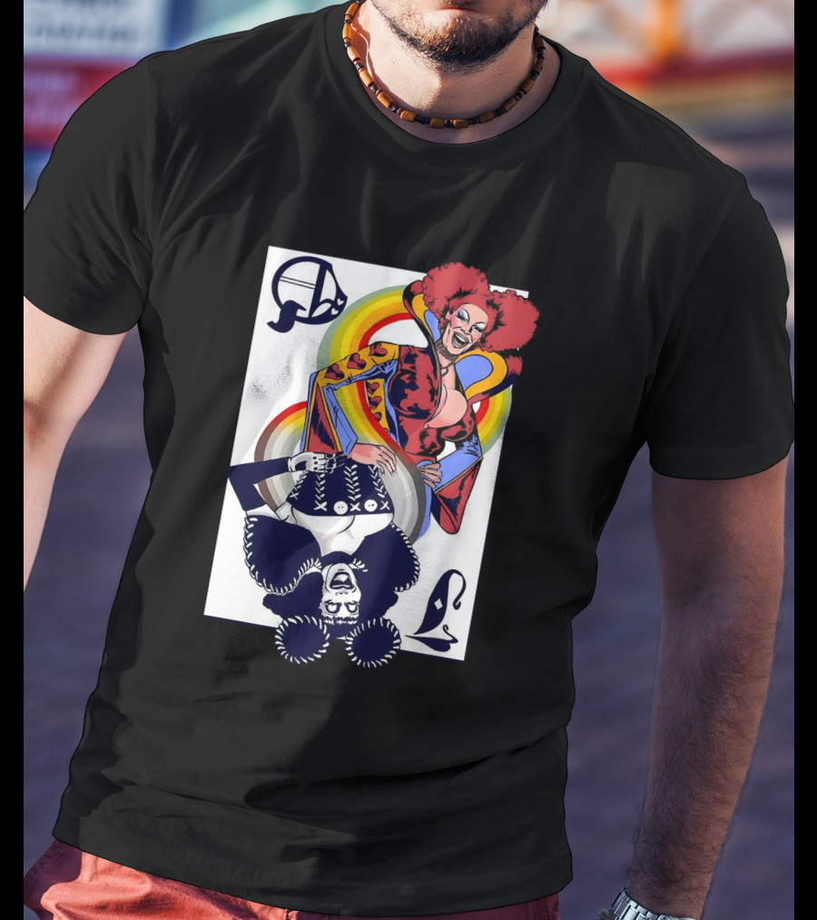 Jimbo Queen Of Hearts Playing Card Rainbow Drag T-Shirt