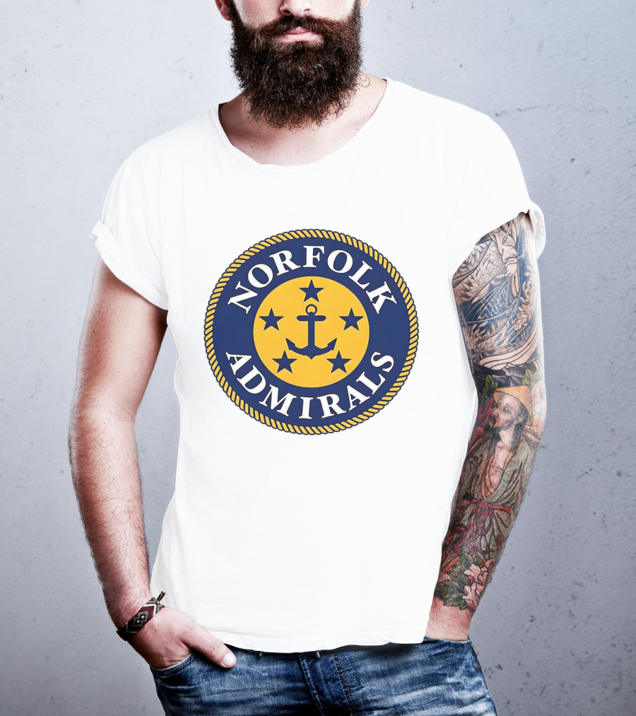 Norfolk Admirals Anchored Stars Emblem Navy Yellow T-Shirt