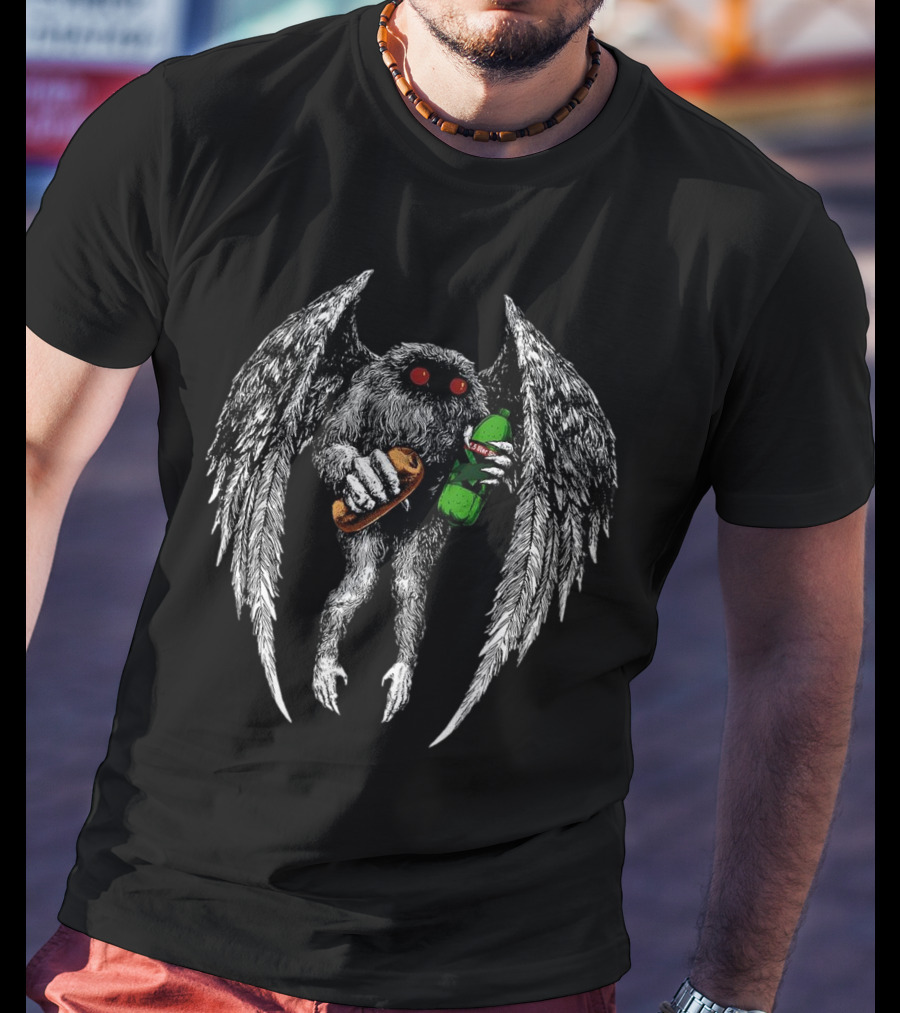 Threat Llama Appalachian Guardian Mothman Holding Sub And Soda T-Shirt