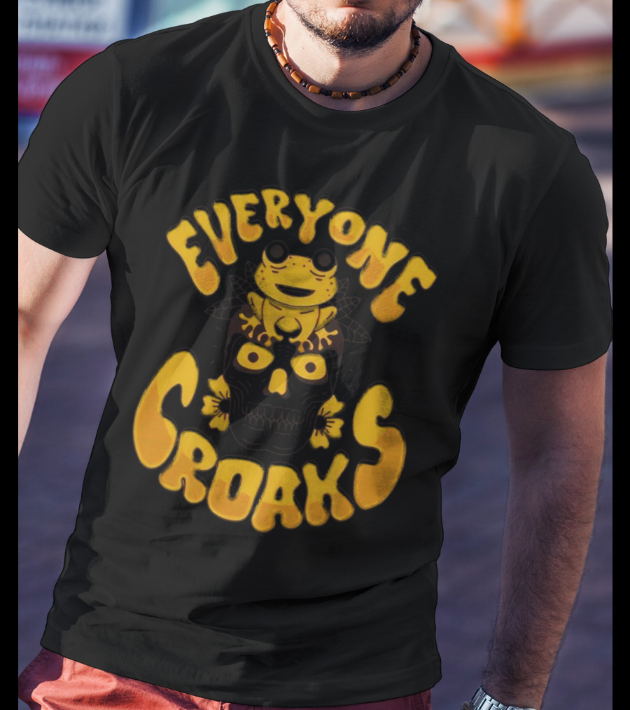 Everyone Croaks Frog On Skull T-Shirt