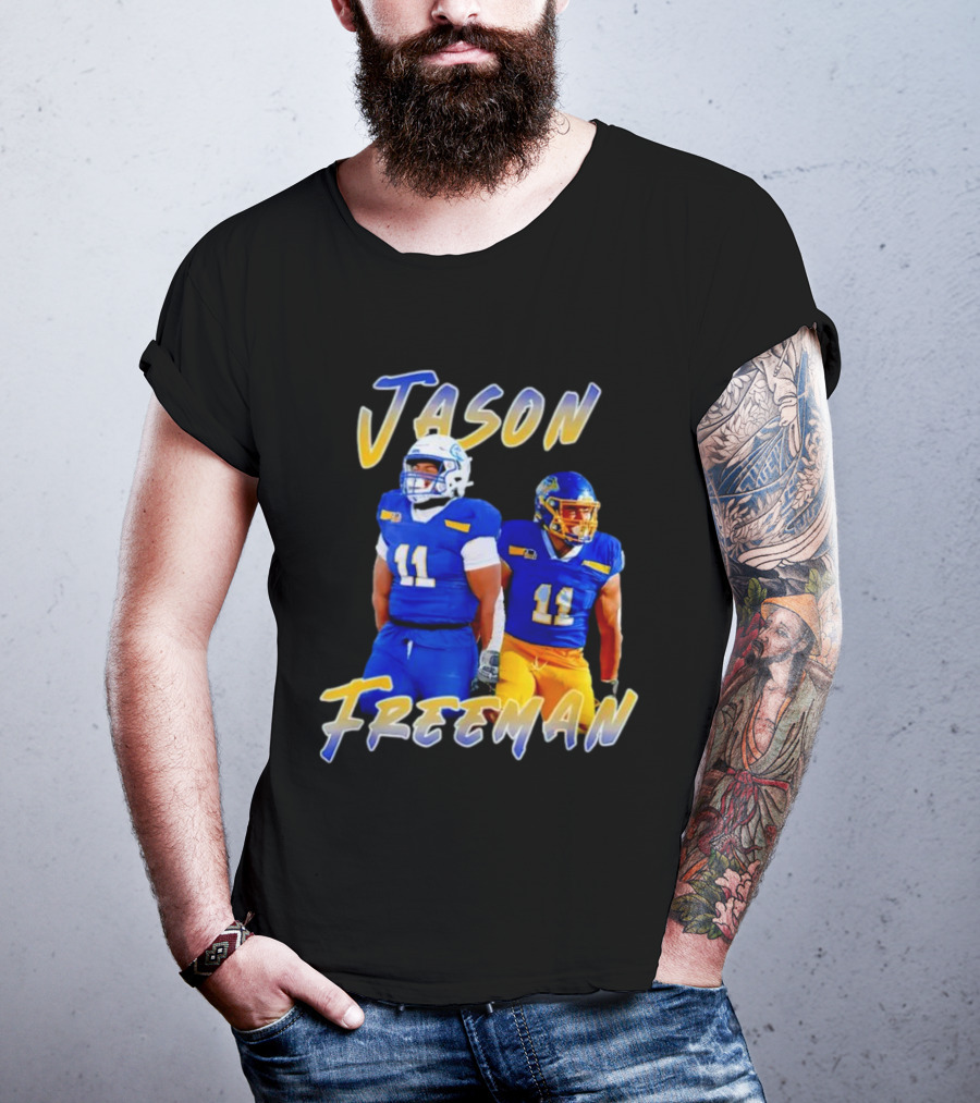 Jason Freeman Football Gameday 11 Blue And Yellow Gear T-Shirt