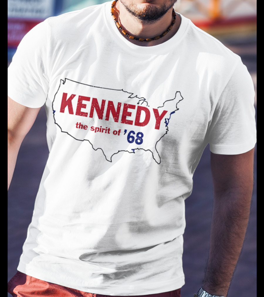 Kennedy The Spirit Of ’68 USA Map Outline T-Shirt